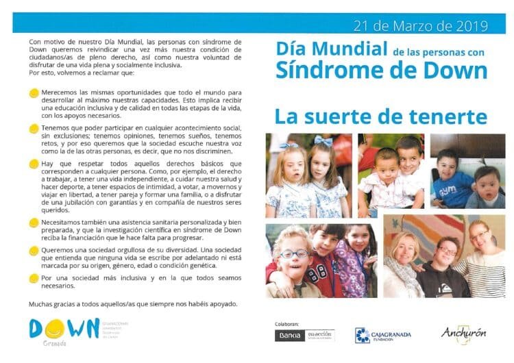 Díptico del Día Mundial del Síndrome de Down 2019